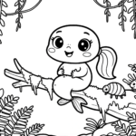 Baby Chameleon Coloring Page