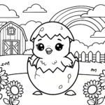 Baby Chick Hatching Coloring Page