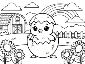 Baby Chick Hatching Coloring Page coloring page