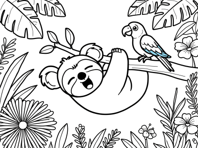 Baby Koala Hanging Coloring Page coloring page