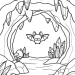 Bat in Cave Coloring Page