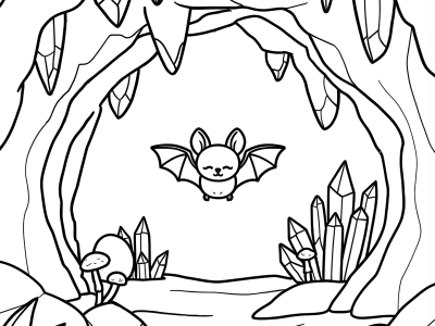 Bat in Cave Coloring Page coloring page