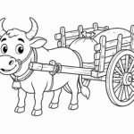 Bullock Cart Coloring Page
