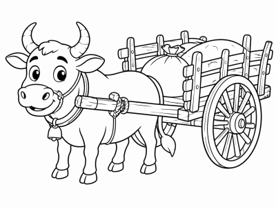 Bullock Cart Coloring Page coloring page