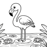 Cute Flamingo Standing Coloring Page