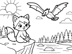 Cute Girl Fox Coloring Page coloring page