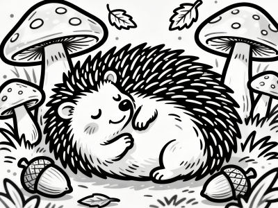 Cute Hedgehog Sleeping Coloring Page coloring page