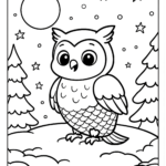 Cute Owl at Night Coloring Page