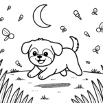 Cute Puppy Playing Coloring Page