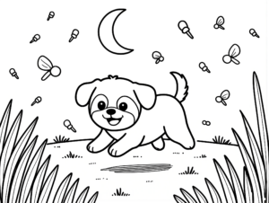 Cute Puppy Playing Coloring Page coloring page