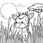 Giraffe in Savannah Coloring Page