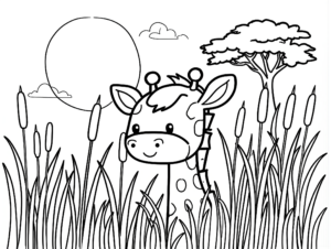 Giraffe in Savannah Coloring Page coloring page