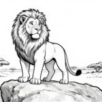 Lion on Rock Coloring Page
