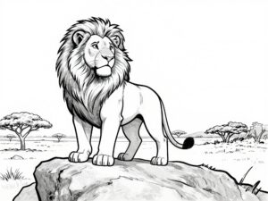 Lion on Rock Coloring Page coloring page