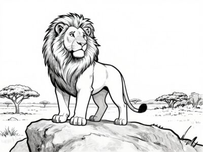Lion on Rock Coloring Page coloring page
