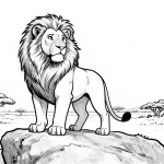 Lion on Rock Coloring Page